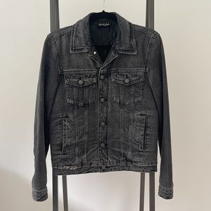 Kooples “Sport” washed black distressed denim jacket